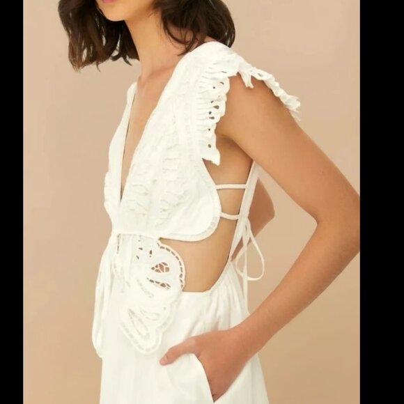 Farm Rio Off white butterfly short sleeve Richelieu Midi Dress Size S - Picture 5 of 7